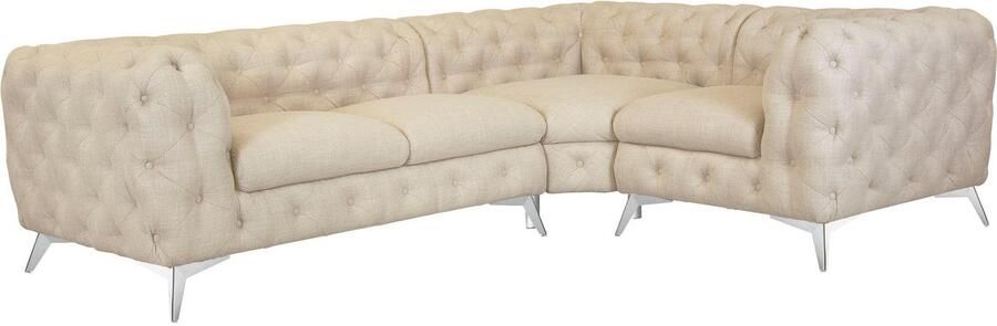 Leonique Chesterfield-bank Glynis L-vorm luxueuze capitonnage moderne chesterfield look kleur van de poten ter keuze - Foto 9