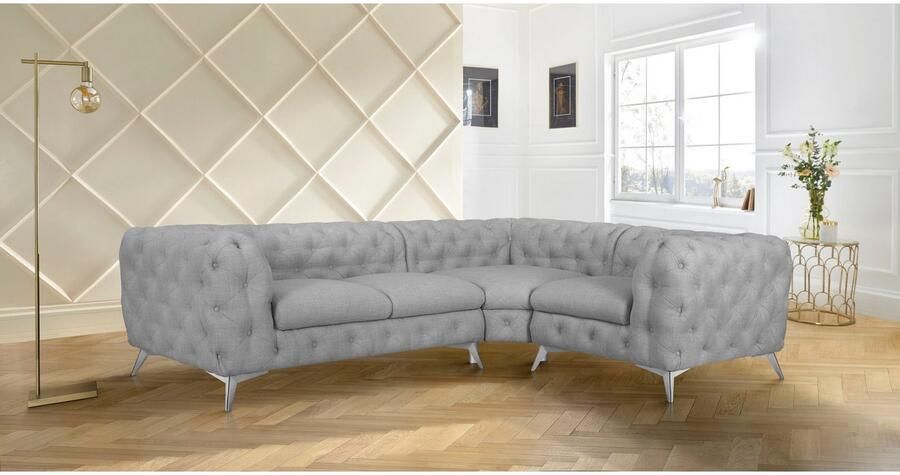 Leonique Chesterfield-bank Glynis L-vorm luxueuze capitonnage moderne chesterfield look kleur van de poten ter keuze - Foto 5