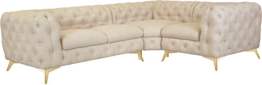 Leonique Chesterfield-bank Glynis L-vorm luxueuze capitonnage moderne chesterfield look kleur van de poten ter keuze - Foto 9