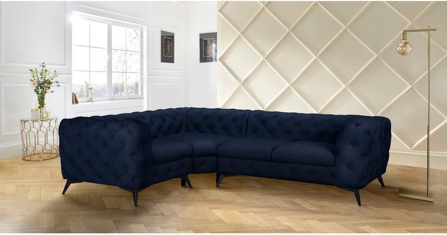 Leonique Chesterfield-bank Glynis L-vorm luxueuze capitonnage moderne chesterfield look kleur van de poten ter keuze - Foto 5