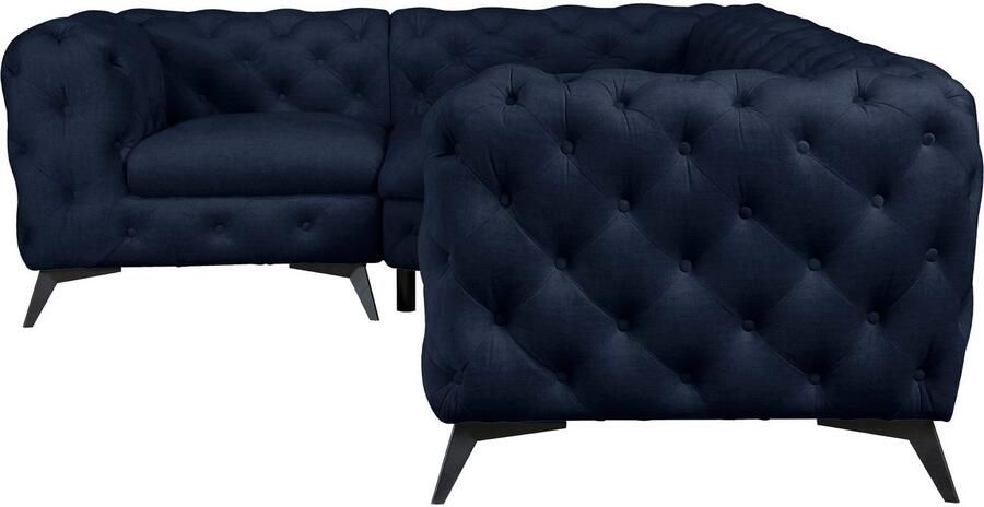 Leonique Chesterfield-bank Glynis L-vorm luxueuze capitonnage moderne chesterfield look kleur van de poten ter keuze - Foto 7