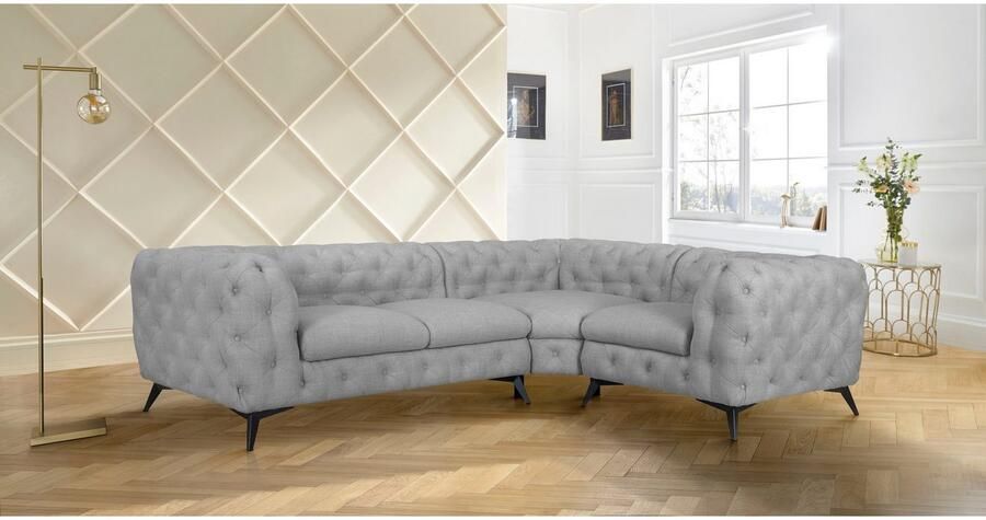 Leonique Chesterfield-bank Glynis L-vorm luxueuze capitonnage moderne chesterfield look kleur van de poten ter keuze - Foto 5