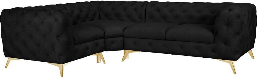 Leonique Chesterfield-bank Glynis L-vorm luxueuze capitonnage moderne chesterfield look kleur van de poten ter keuze - Foto 11