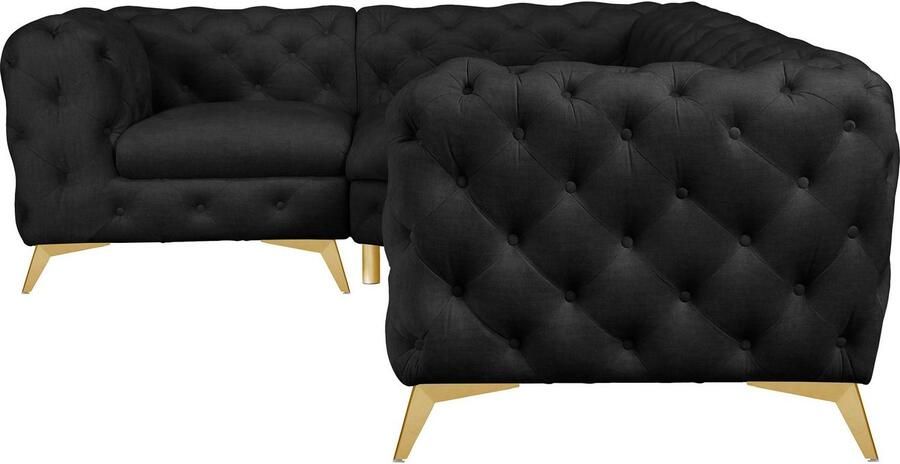 Leonique Chesterfield-bank Glynis L-vorm luxueuze capitonnage moderne chesterfield look kleur van de poten ter keuze - Foto 7