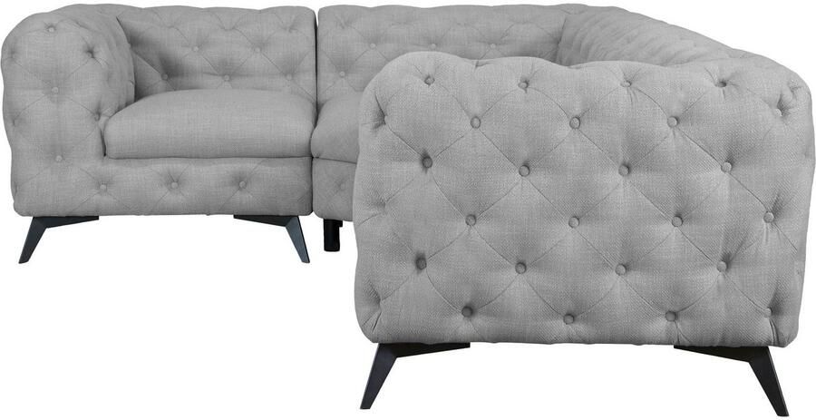 Leonique Chesterfield-bank Glynis L-vorm luxueuze capitonnage moderne chesterfield look kleur van de poten ter keuze - Foto 7