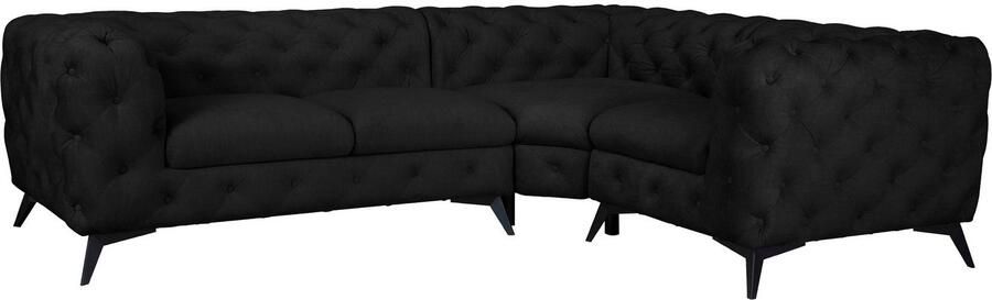 Home affaire Chesterfield-bank Hoekbank GLYNIS L-vorm met golfvering afmetingen B D H 264 204 75cm luxueuze capitonnage moderne chesterfield look kleur van de poten ter keuze - Foto 6