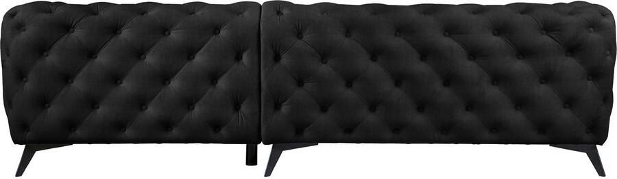 Home affaire Chesterfield-bank Hoekbank GLYNIS L-vorm met golfvering afmetingen B D H 264 204 75cm luxueuze capitonnage moderne chesterfield look kleur van de poten ter keuze - Foto 7