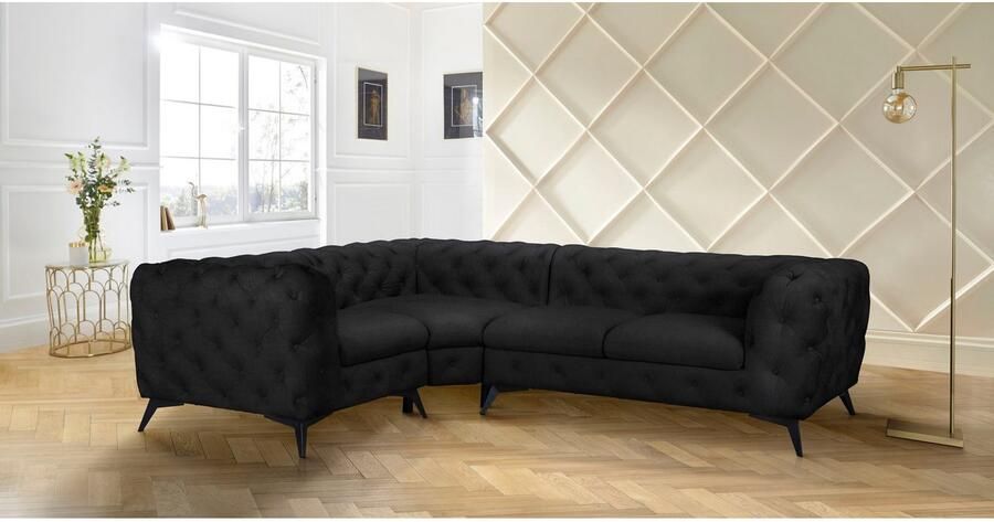 Leonique Chesterfield-bank Glynis L-vorm luxueuze capitonnage moderne chesterfield look kleur van de poten ter keuze - Foto 5