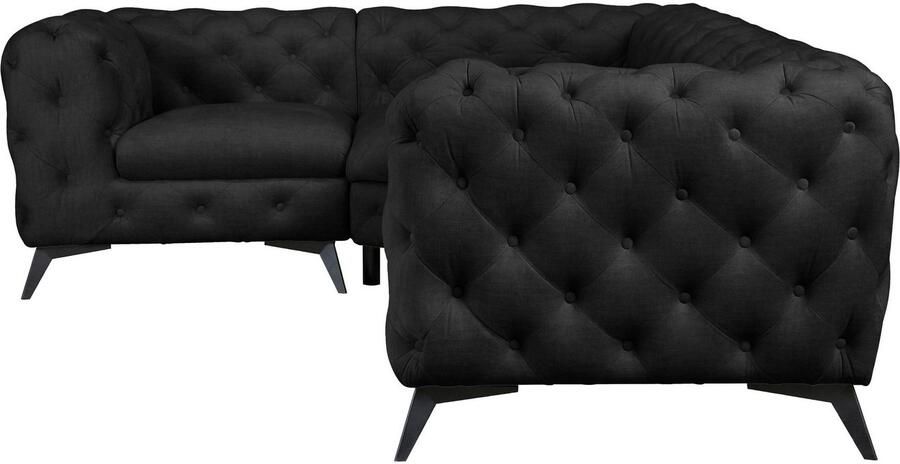 Leonique Chesterfield-bank Glynis L-vorm luxueuze capitonnage moderne chesterfield look kleur van de poten ter keuze - Foto 7