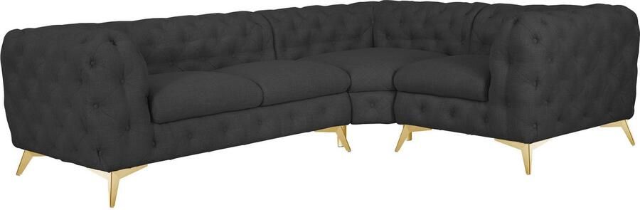 Leonique Chesterfield-bank Glynis L-vorm luxueuze capitonnage moderne chesterfield look kleur van de poten ter keuze - Foto 9