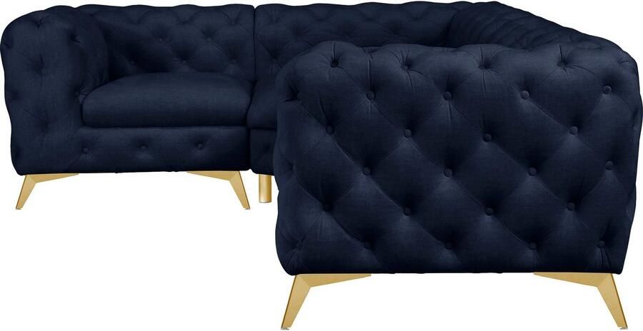 Leonique Chesterfield-bank Glynis L-vorm luxueuze capitonnage moderne chesterfield look kleur van de poten ter keuze - Foto 6