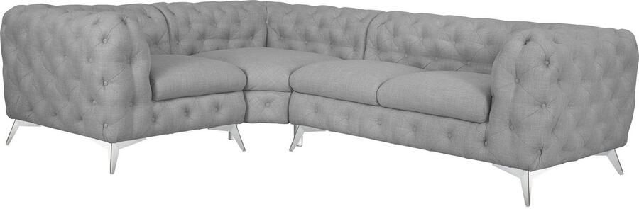 Leonique Chesterfield-bank Glynis L-vorm luxueuze capitonnage moderne chesterfield look kleur van de poten ter keuze - Foto 9