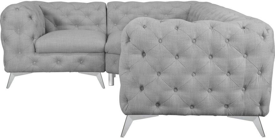 Leonique Chesterfield-bank Glynis L-vorm luxueuze capitonnage moderne chesterfield look kleur van de poten ter keuze - Foto 7