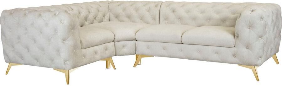 Leonique Chesterfield-bank Glynis L-vorm luxueuze capitonnage moderne chesterfield look kleur van de poten ter keuze - Foto 11