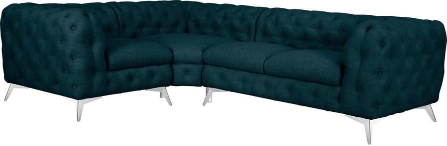 Leonique Chesterfield-bank Glynis L-vorm luxueuze capitonnage moderne chesterfield look kleur van de poten ter keuze - Foto 9