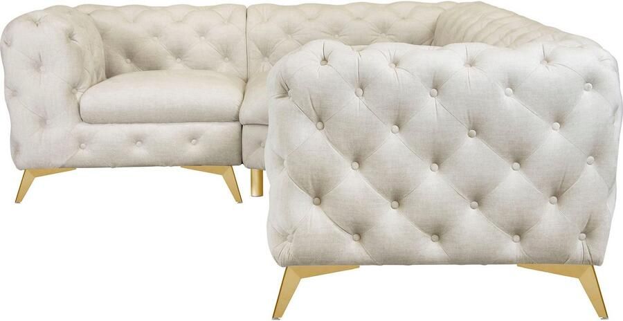 Leonique Chesterfield-bank Glynis L-vorm luxueuze capitonnage moderne chesterfield look kleur van de poten ter keuze - Foto 7