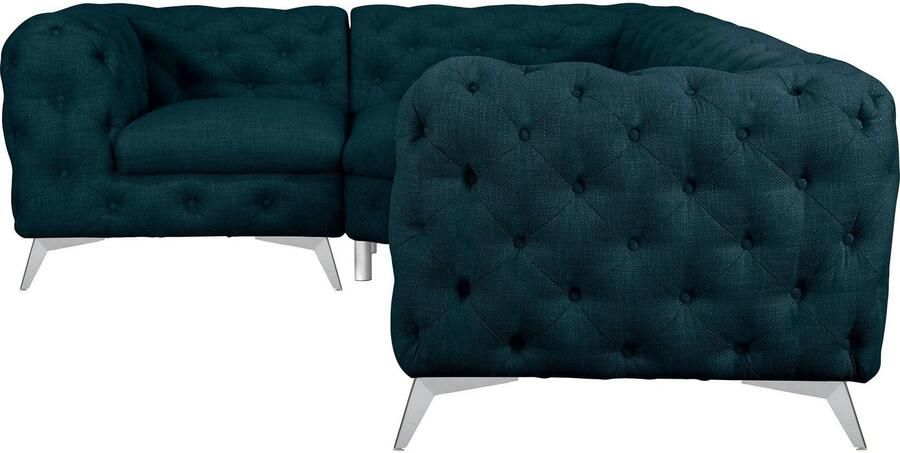 Leonique Chesterfield-bank Glynis L-vorm luxueuze capitonnage moderne chesterfield look kleur van de poten ter keuze - Foto 7