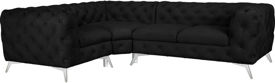 Leonique Chesterfield-bank Glynis L-vorm luxueuze capitonnage moderne chesterfield look kleur van de poten ter keuze - Foto 11