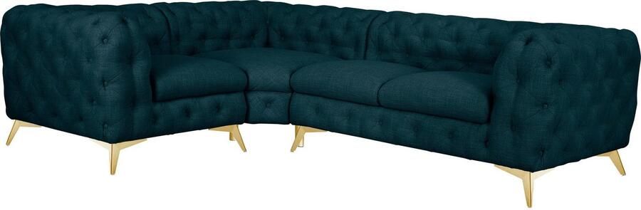 Leonique Chesterfield-bank Glynis L-vorm luxueuze capitonnage moderne chesterfield look kleur van de poten ter keuze - Foto 9