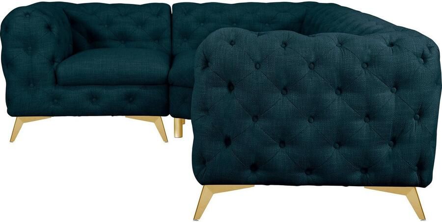 Leonique Chesterfield-bank Glynis L-vorm luxueuze capitonnage moderne chesterfield look kleur van de poten ter keuze - Foto 7