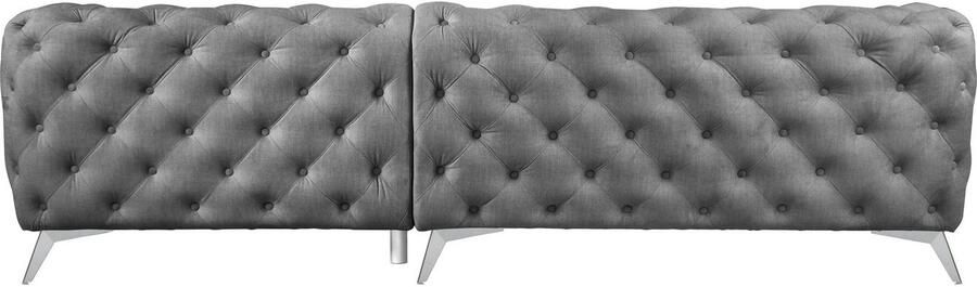 Home affaire Chesterfield-bank Hoekbank GLYNIS L-vorm met golfvering afmetingen B D H 264 204 75cm luxueuze capitonnage moderne chesterfield look kleur van de poten ter keuze - Foto 7