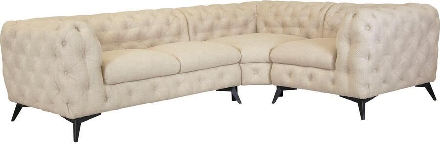 Leonique Chesterfield-bank Glynis L-vorm luxueuze capitonnage moderne chesterfield look kleur van de poten ter keuze - Foto 10