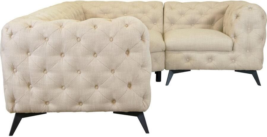 Leonique Chesterfield-bank Glynis L-vorm luxueuze capitonnage moderne chesterfield look kleur van de poten ter keuze - Foto 8