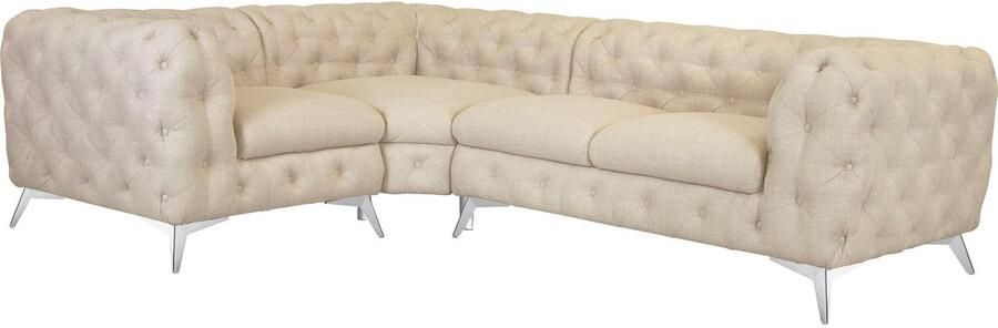 Leonique Chesterfield-bank Glynis L-vorm luxueuze capitonnage moderne chesterfield look kleur van de poten ter keuze - Foto 9