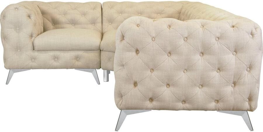 Leonique Chesterfield-bank Glynis L-vorm luxueuze capitonnage moderne chesterfield look kleur van de poten ter keuze - Foto 7