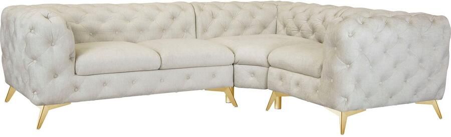 Leonique Chesterfield-bank Glynis L-vorm luxueuze capitonnage moderne chesterfield look kleur van de poten ter keuze - Foto 10