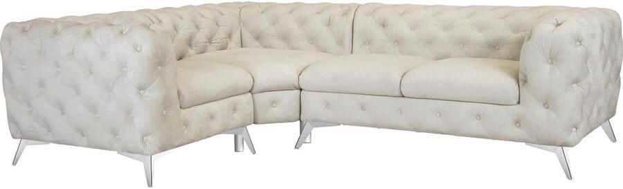 Leonique Chesterfield-bank Glynis L-vorm luxueuze capitonnage moderne chesterfield look kleur van de poten ter keuze - Foto 11