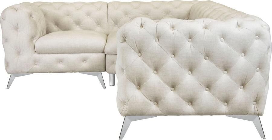 Leonique Chesterfield-bank Glynis L-vorm luxueuze capitonnage moderne chesterfield look kleur van de poten ter keuze - Foto 7