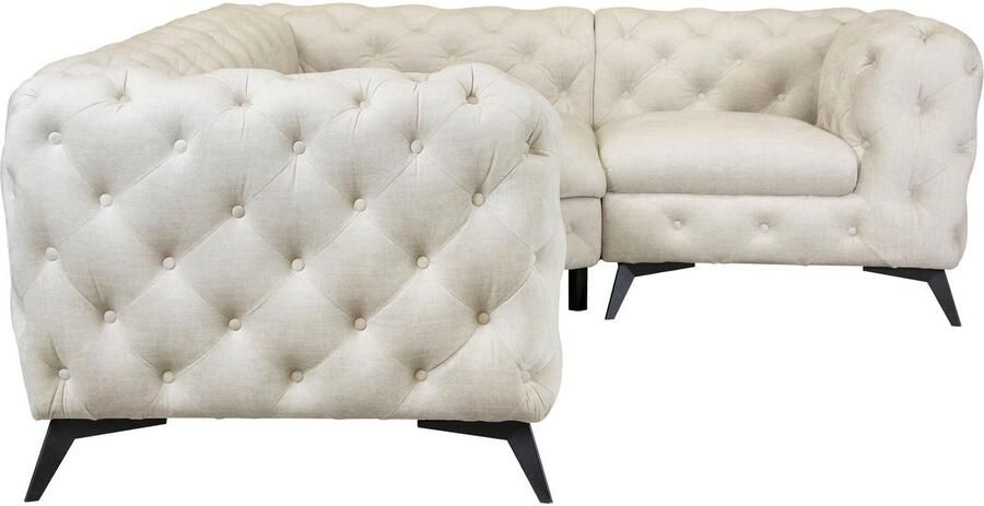 Leonique Chesterfield-bank Glynis L-vorm luxueuze capitonnage moderne chesterfield look kleur van de poten ter keuze - Foto 7