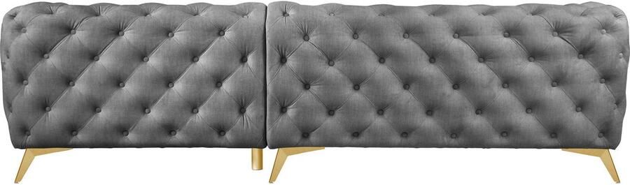 Home affaire Chesterfield-bank Hoekbank GLYNIS L-vorm met golfvering afmetingen B D H 264 204 75cm luxueuze capitonnage moderne chesterfield look kleur van de poten ter keuze - Foto 7