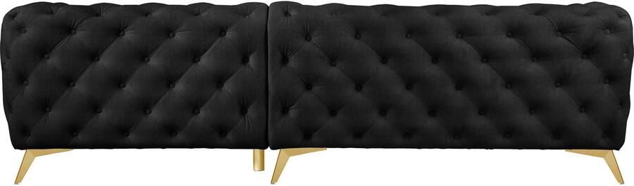 Home affaire Chesterfield-bank Hoekbank GLYNIS L-vorm met golfvering afmetingen B D H 264 204 75cm luxueuze capitonnage moderne chesterfield look kleur van de poten ter keuze - Foto 7