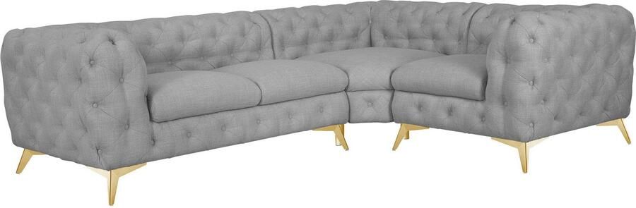 Leonique Chesterfield-bank Glynis L-vorm luxueuze capitonnage moderne chesterfield look kleur van de poten ter keuze - Foto 7