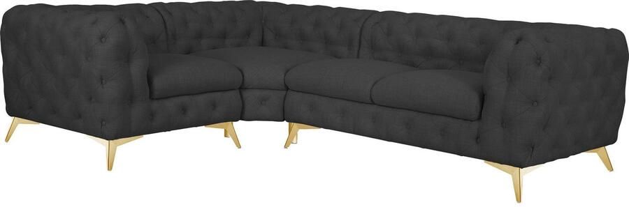 Leonique Chesterfield-bank Glynis L-vorm luxueuze capitonnage moderne chesterfield look kleur van de poten ter keuze - Foto 8