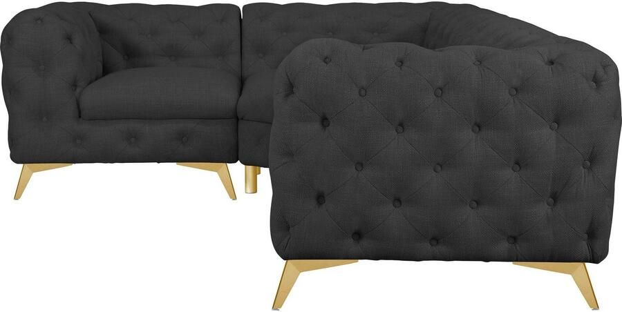 Leonique Chesterfield-bank Glynis L-vorm luxueuze capitonnage moderne chesterfield look kleur van de poten ter keuze - Foto 6