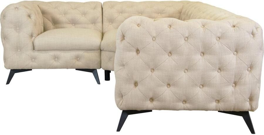 Leonique Chesterfield-bank Glynis L-vorm luxueuze capitonnage moderne chesterfield look kleur van de poten ter keuze - Foto 8