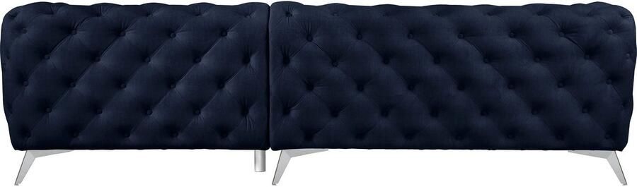 Home affaire Chesterfield-bank Hoekbank GLYNIS L-vorm met golfvering afmetingen B D H 264 204 75cm luxueuze capitonnage moderne chesterfield look kleur van de poten ter keuze - Foto 7