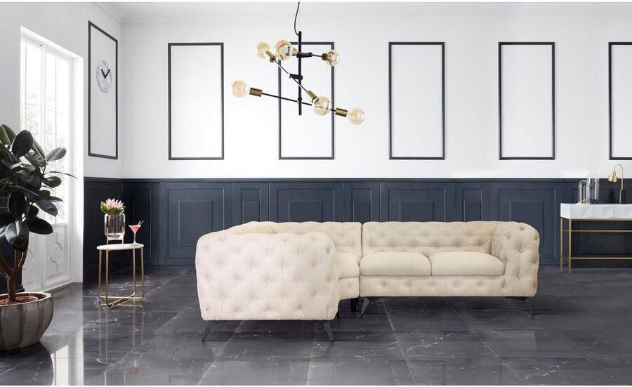 Leonique Chesterfield-bank Glynis L-vorm luxueuze capitonnage moderne chesterfield look kleur van de poten ter keuze - Foto 2