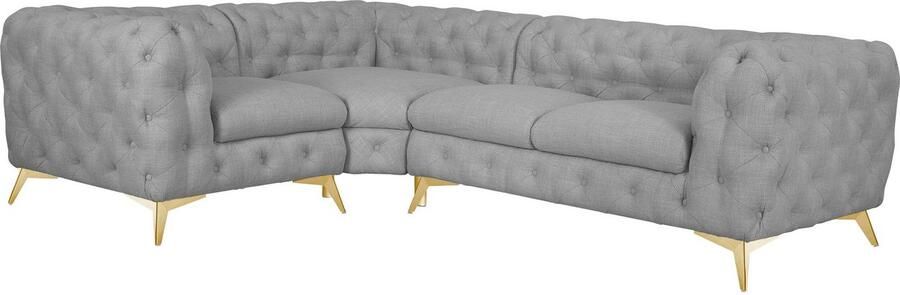 Leonique Chesterfield-bank Glynis L-vorm luxueuze capitonnage moderne chesterfield look kleur van de poten ter keuze - Foto 9