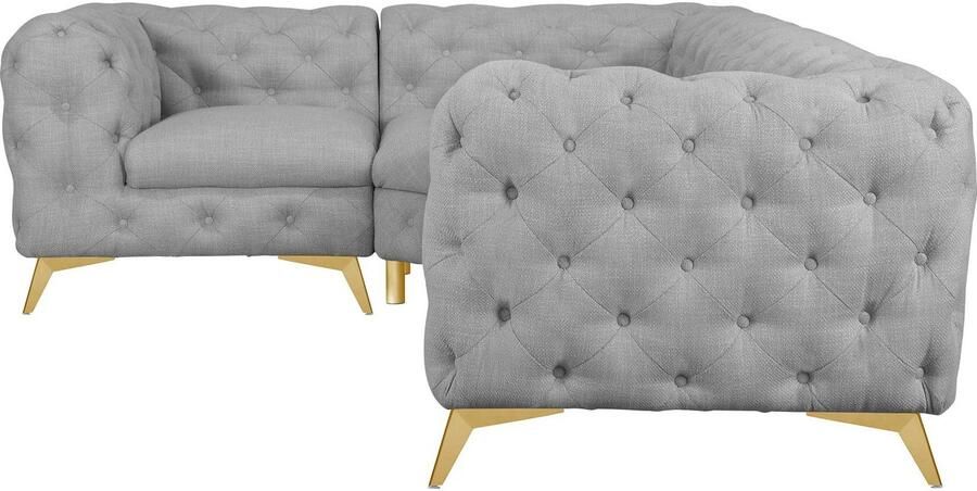 Leonique Chesterfield-bank Glynis L-vorm luxueuze capitonnage moderne chesterfield look kleur van de poten ter keuze - Foto 7