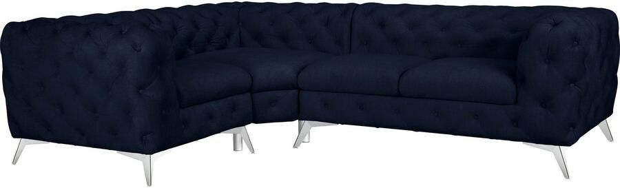 Leonique Chesterfield-bank Glynis L-vorm luxueuze capitonnage moderne chesterfield look kleur van de poten ter keuze - Foto 11