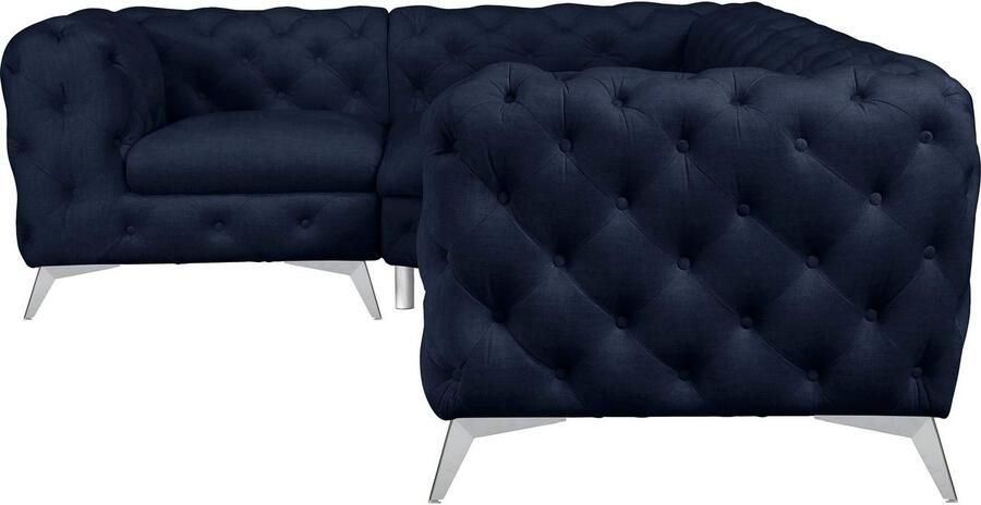 Leonique Chesterfield-bank Glynis L-vorm luxueuze capitonnage moderne chesterfield look kleur van de poten ter keuze - Foto 7