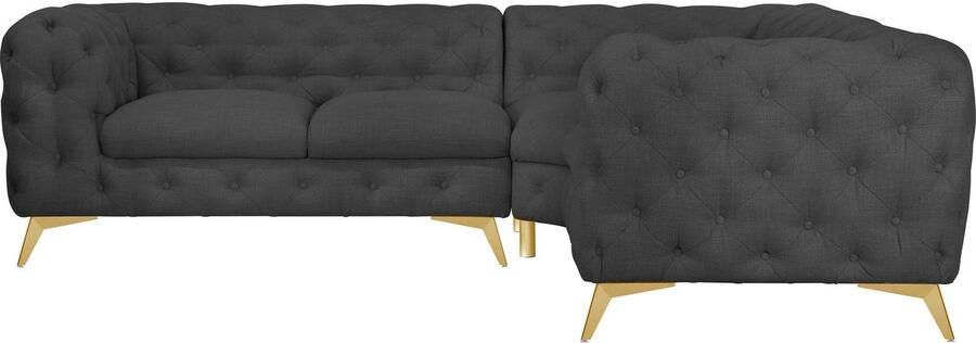 Leonique Chesterfield-bank Glynis L-vorm luxueuze capitonnage moderne chesterfield look kleur van de poten ter keuze - Foto 8