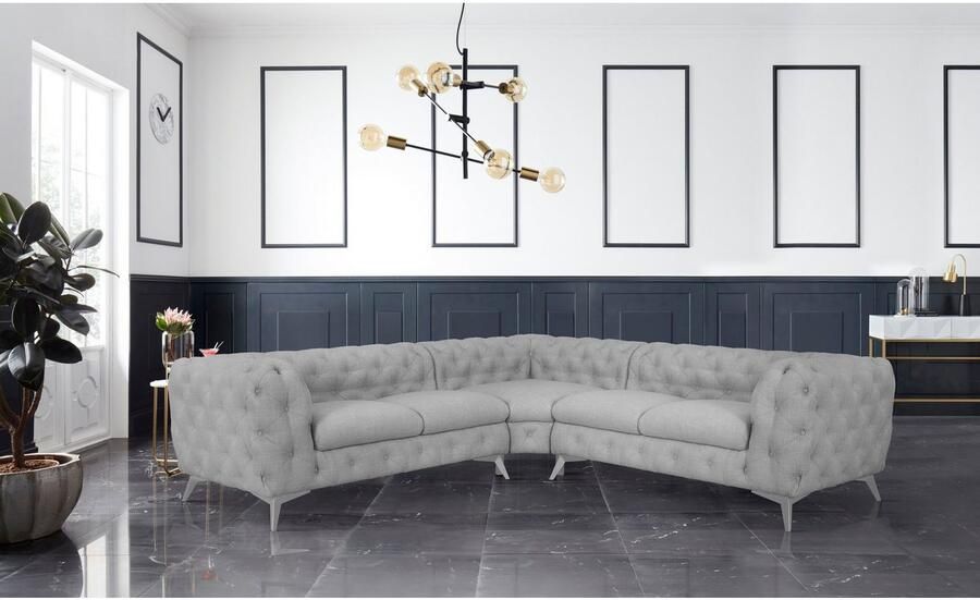 Leonique Chesterfield-bank Glynis L-vorm luxueuze capitonnage moderne chesterfield look kleur van de poten ter keuze - Foto 2