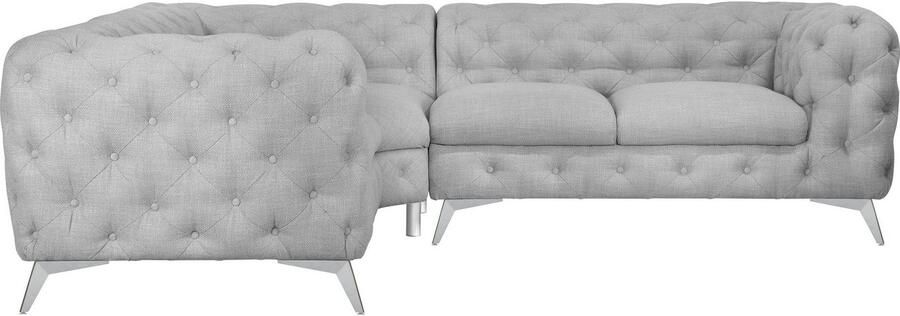 Leonique Chesterfield-bank Glynis L-vorm luxueuze capitonnage moderne chesterfield look kleur van de poten ter keuze - Foto 9