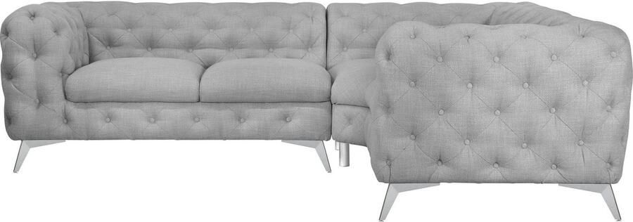 Leonique Chesterfield-bank Glynis L-vorm luxueuze capitonnage moderne chesterfield look kleur van de poten ter keuze - Foto 10