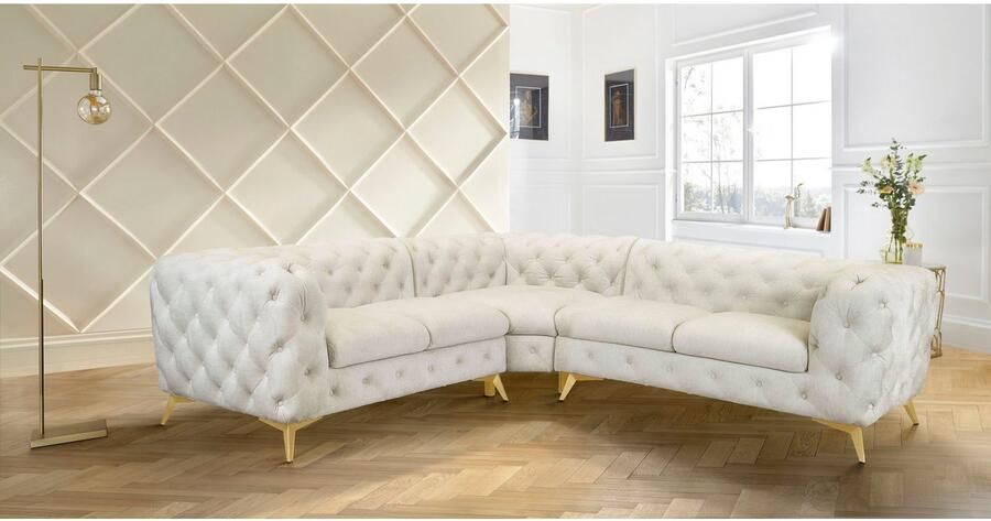 Leonique Chesterfield-bank Glynis L-vorm luxueuze capitonnage moderne chesterfield look kleur van de poten ter keuze - Foto 5